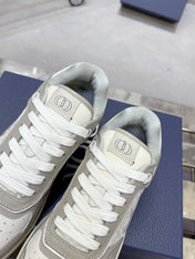 DIOR 25S B27 UPTOWN LOW-TOP SNEAKERS IN GREY MIX CREAM WHITE CALFSKIN STYLE 4