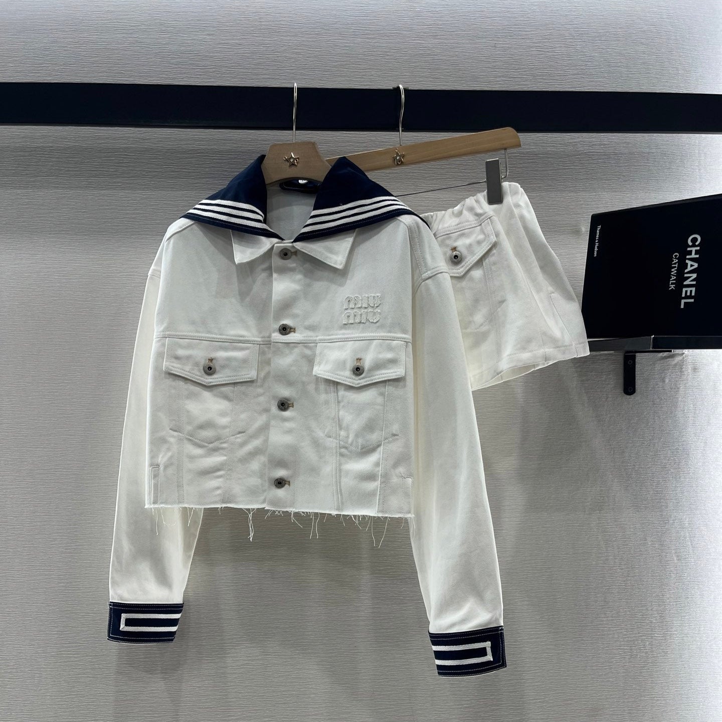 MIUMIU DENIM JACKET AND SKIRT SET 274647