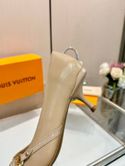 6AM HIGH HEELS 55 MM IN TAN BEIGE LAMBSKIN