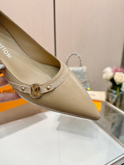 6AM HIGH HEELS 55 MM IN TAN BEIGE LAMBSKIN