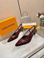 LV 26S SLINGBACK PUMPS 55 MM IN DARK RED CALFSKIN