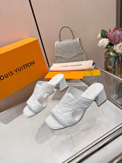 LV 26S HIGH-HEELED SANDALS 55 MM IN WHITE CALFSKIN