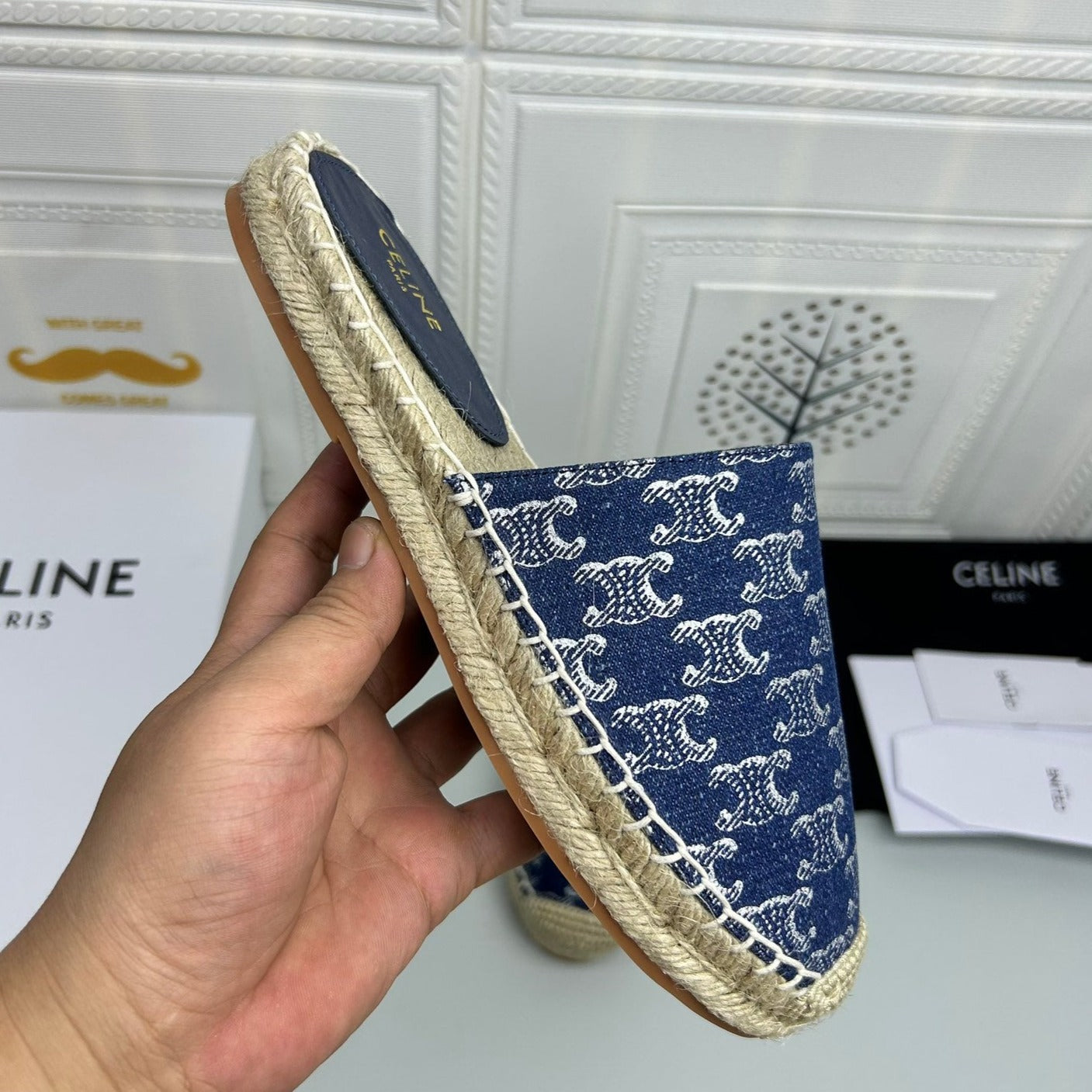 NEW FLAT FISHERMAN SANDALS NAVY BLUE COTTON CANVAS