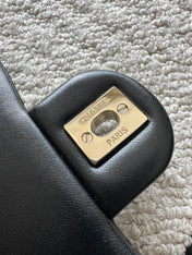 CHANEL 25S CLASSIC FLAP BAG MINI 18 IN BLACK LAMBSKIN WITH GOLD HARDWARE