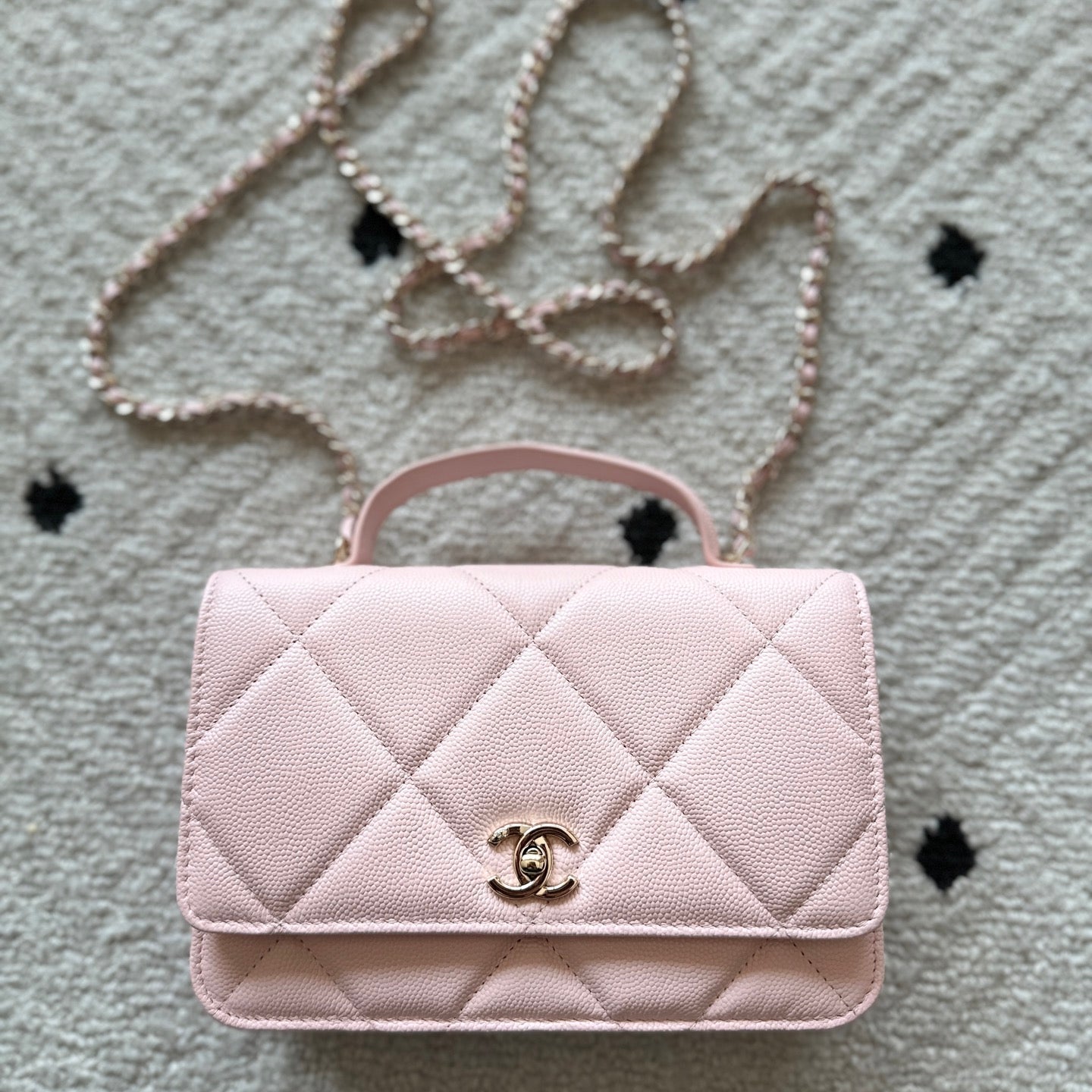 CHANEL 25S MINI FLAP BAG 19 IN LIGHT PINK CAVIAR LEATHER