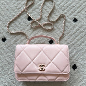 CHANEL 25S MINI FLAP BAG 19 IN LIGHT PINK CAVIAR LEATHER