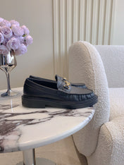 CHANEL 25S ARC DE TRIOMPHE LOAFERS IN BLACK CALFSKIN GOLD HARDWARE