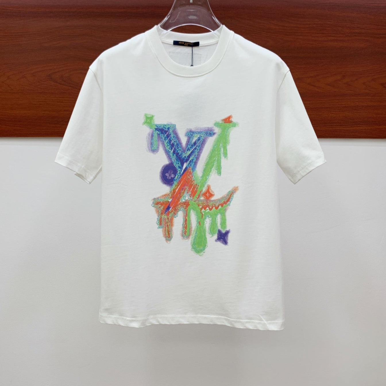 LV T-SHIRT STYLIZED LOGO IN WHITE COTTON 238874