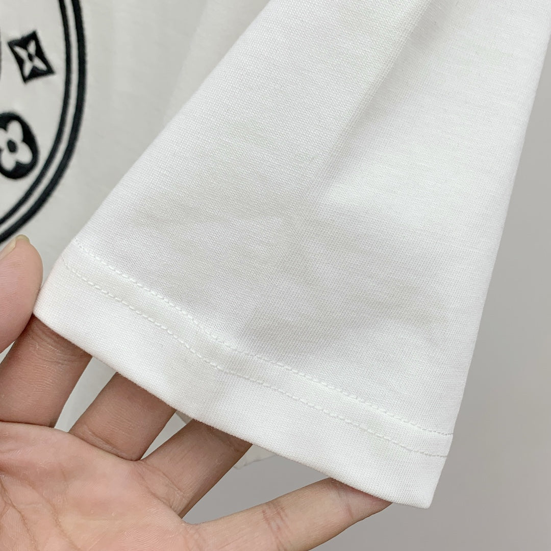 LV T-SHIRT IN WHITE PURE COTTON EMBROIDERED LOGO 238888