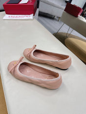 VLTN CLASSIC BALLET FLATS 25S IN NUDE PINK CALFSKIN WITH BOW