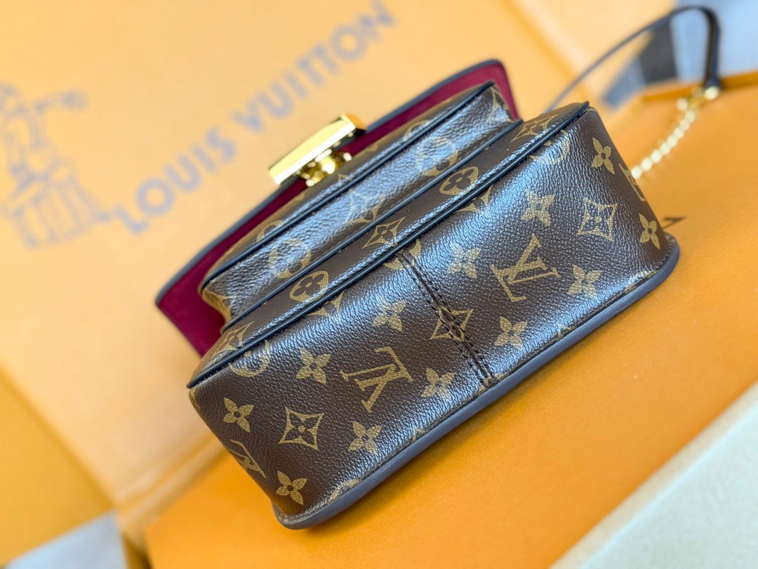 LV 25S CHAIN BAG 24 IN BROWN MONOGRAM CANVAS GOLD HARDWARE
