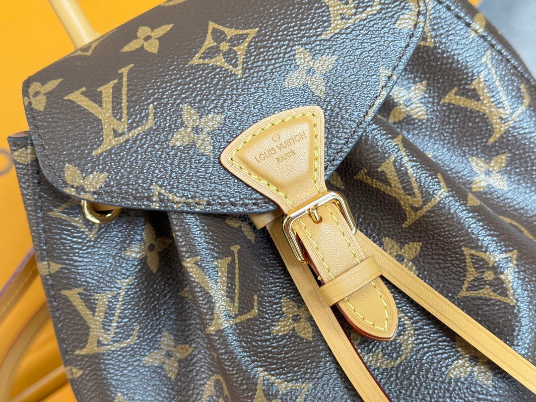 LV 25S MONTSOURIS MINI 20 IN BROWN MONOGRAM CANVAS LEATHER TRIM GOLD HARDWARE