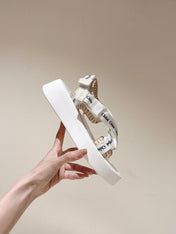 CHLOÉ 26S SANDALS IN WHITE LAMBSKIN AND CANVAS