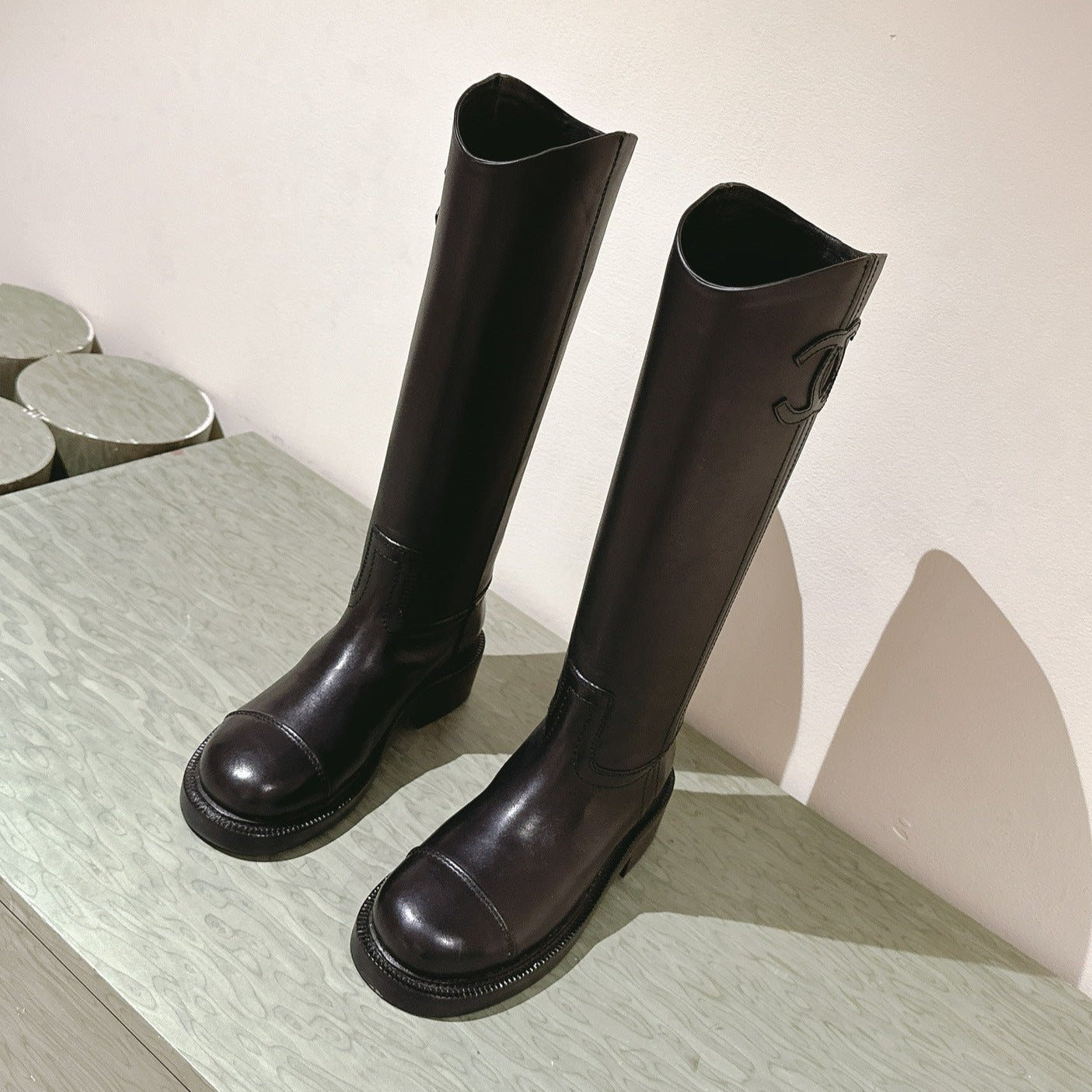 CC HIGH BOOTS BLACK CALFSKIN