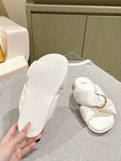 FENDI 26S WIDE CROSS-STRAP SANDALS IN WHITE LAMBSKIN