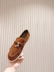 LP LOAFERS 25S IN BROWN SUEDE WITH SILVER HARDWARE