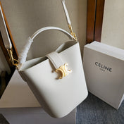 CELINE 25S LOUISE BAG 19MM IN WHITE CALFSKIN GOLD HARDWARE