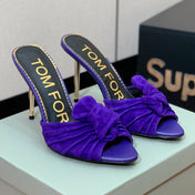 HIGH HEEL MULE 10 CM IN INDIGO PURPLE SUEDE