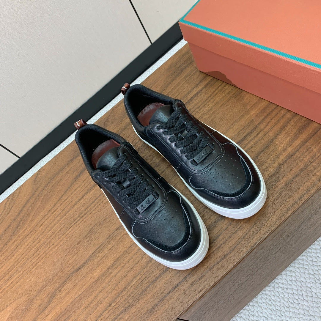 LP SNEAKERS IN BLACK CALFSKIN WITH WHITE SOLE