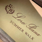 SUMMER WALK LOAFERS BROWN SUEDE SILVER PADLOCK CHARM