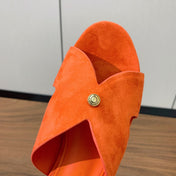 FLAT SLIPPERS IN ORANGE SUEDE
