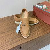 LP LOAFERS 25S IN BROWN LAMBSKIN WITH SILVER HARDWARE