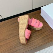 DIOR 25S DWAY WEDGE SLIDE 90 MM IN PINK CALFSKIN