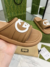 PLATFORM SLIPPERS IN PEANUT BROWN IMPORTED TPU