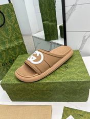 PLATFORM SLIPPERS IN PEANUT BROWN IMPORTED TPU