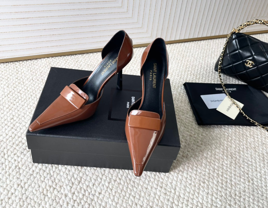 D'ORSAY PUMPS IN BRONZE BROWN SMOOTH CALFSKIN