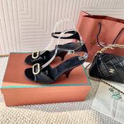 HIGH HEELS SANDALS 80 MM IN BLACK SATIN MIX SUEDUE