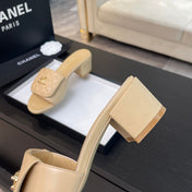 MID-HEEL 5 CM MULE IN TUSCAN BEIGE LAMBSKIN