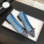 BALLET FLATS IN LIGHT BLUE MIX BLACK MONOGRAM DENIM