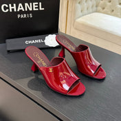 PEEP TOE MULE 85MM IN WINE RED PATENT CALFSKIN