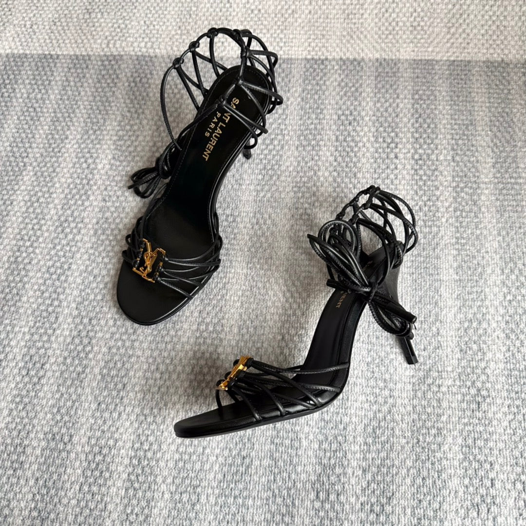 YSL HIGH HEEL 90MM IN BLACK CALFSKIN GOLD HARDWARE
