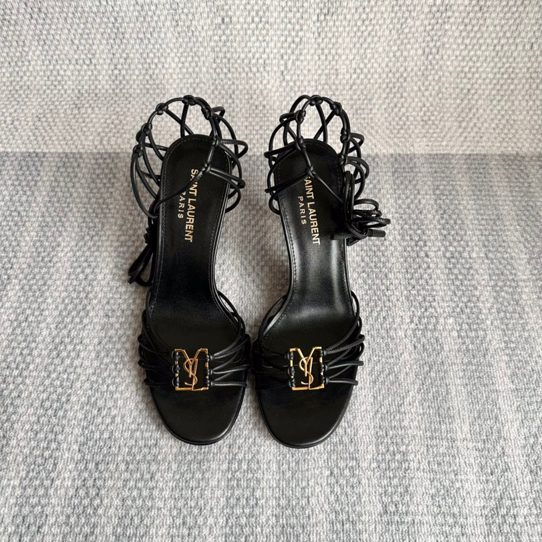 YSL HIGH HEEL 90MM IN BLACK CALFSKIN GOLD HARDWARE
