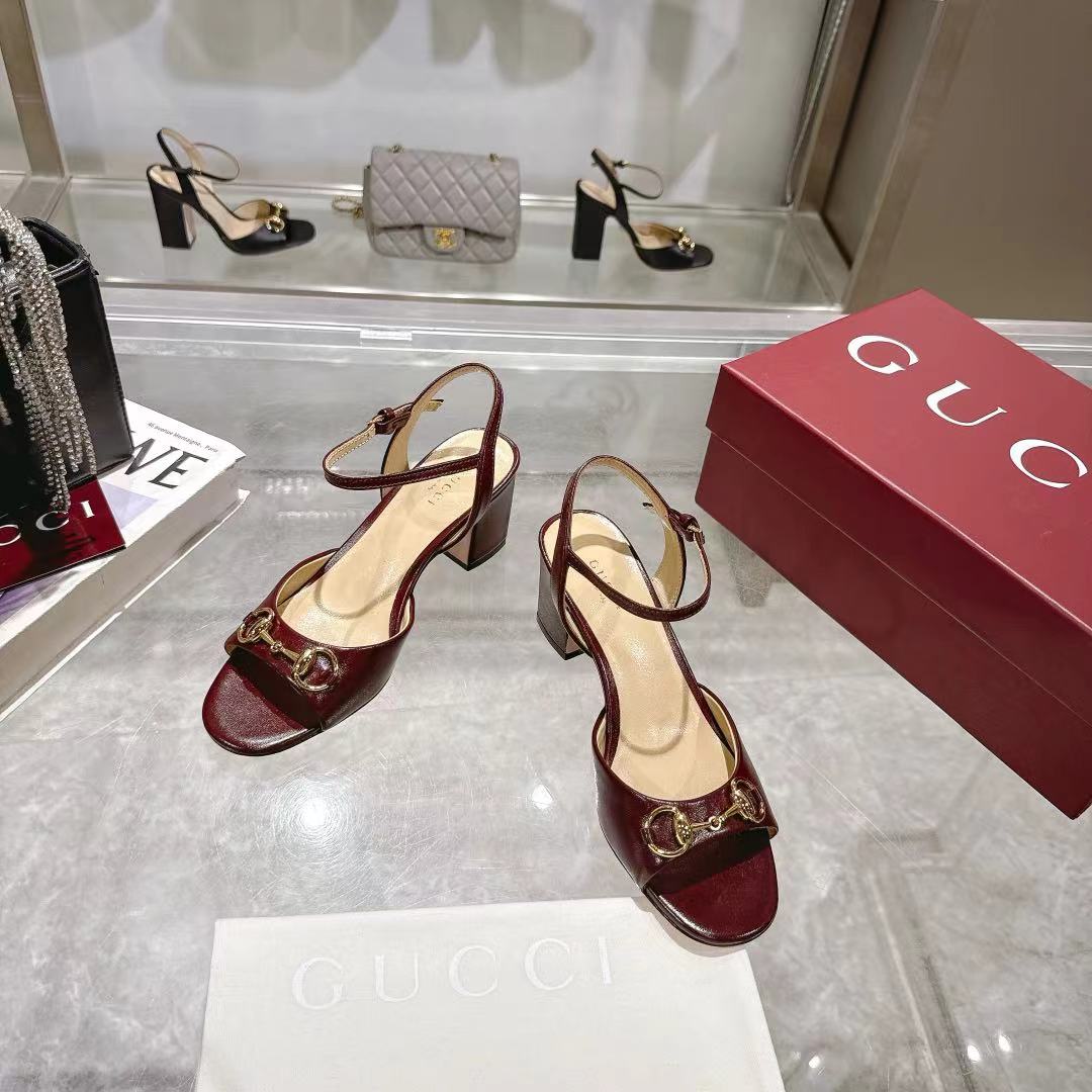 GG SLINGBACK IN BURGUNDY RED CALFSKIN