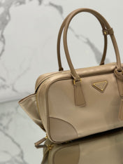 LARGE TOP HANDLE BAG 35 IN DRIED MOSS NYLON AND CALFSKIN TRIM