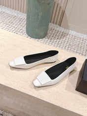 YSL 25S POPPY BALLET FLATS IN IVORY GLOSSY LAMBSKIN