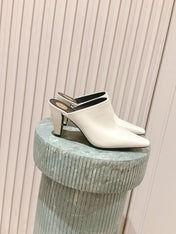 YSL 25S JILL MULES IN IVORY SMOOTH CALFSKIN