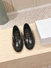 YSL 25S SAINT LAURENT LOAFERS IN BLACK GLOSSY CALFSKIN WITH SMALL LOGO