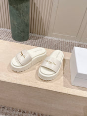 DIOR 26S PLATFORM SLIDE SANDALS 60 MM IN WHITE CALFSKIN