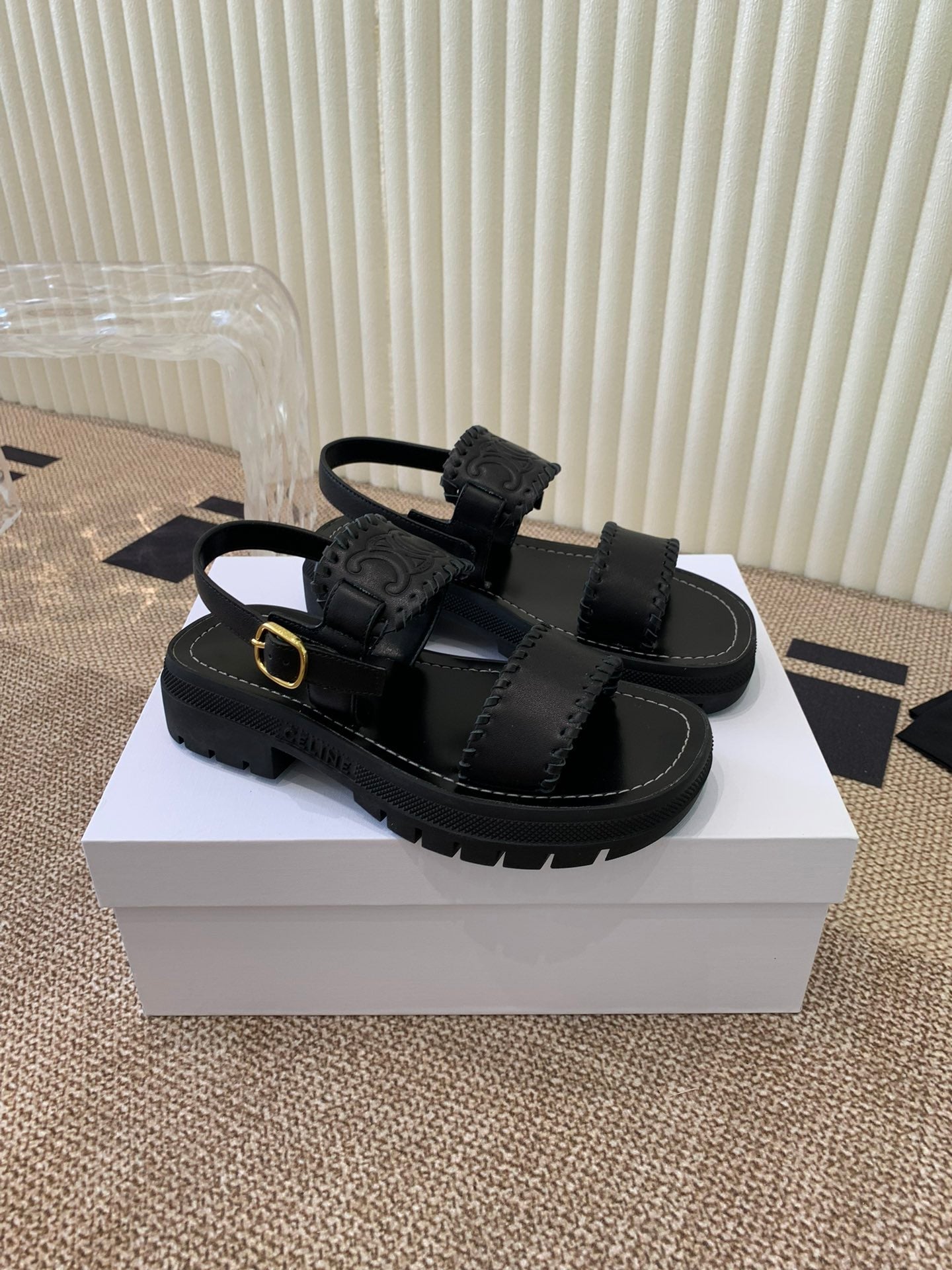 ROMAN SANDAL IN BLACK CALFSKIN