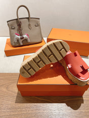 HM 25S HIGH WEDGE SANDALS IN DARK ORANGE LAMBSKIN STYLE 33