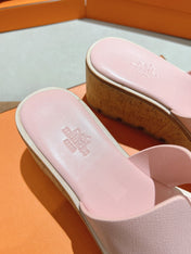 HM 25S HIGH WEDGE SANDALS IN PASTEL PINK LAMBSKIN STYLE 29