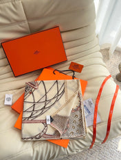 HERMES 26S SCARF 140 IN SILK AND CASHMERE 498304