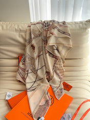 HERMES 26S SCARF 140 IN SILK AND CASHMERE 498304
