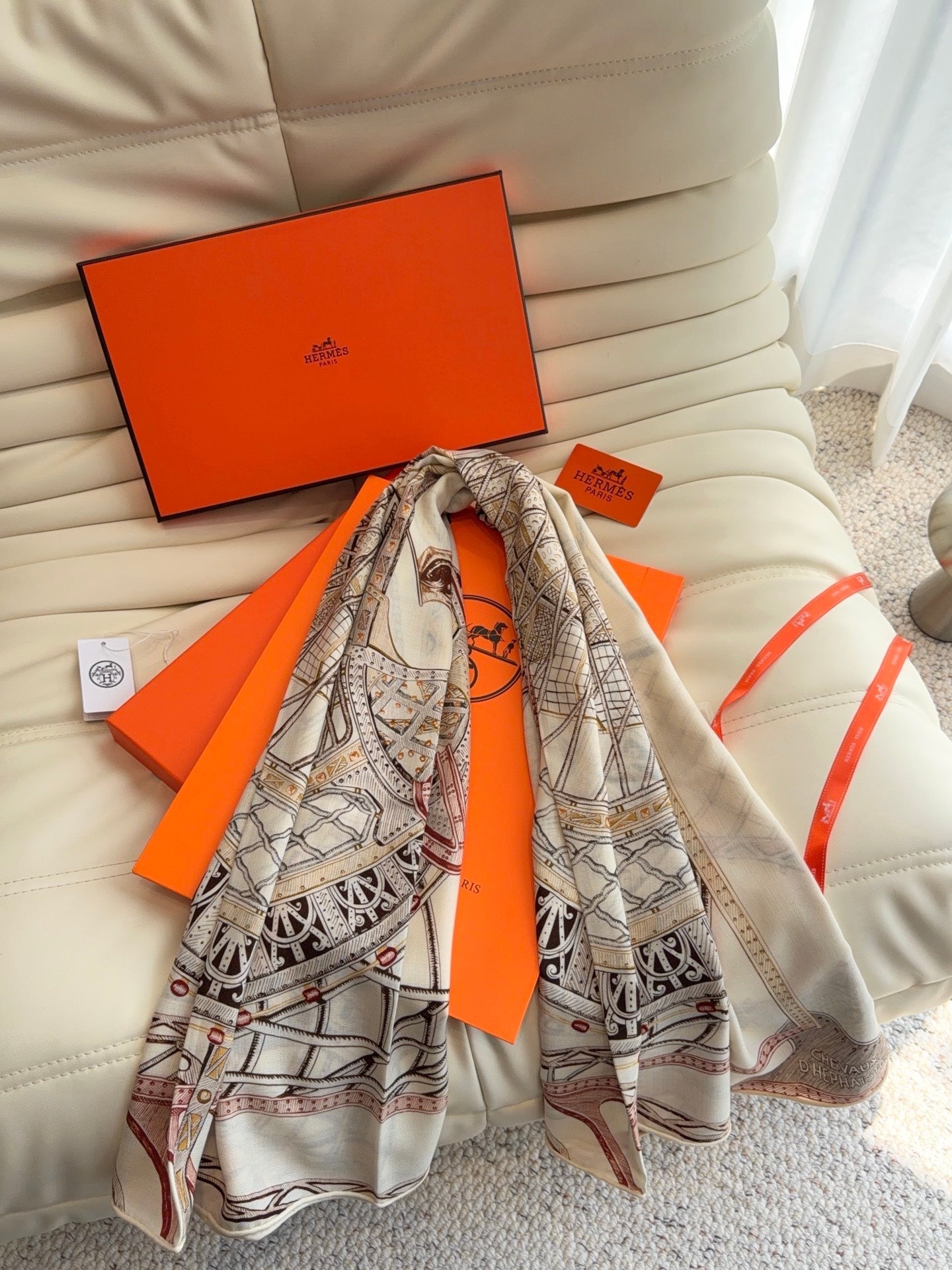 HERMES 26S SCARF 140 IN SILK AND CASHMERE 498304