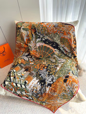 HERMES 26S SCARF 140 IN SILK AND CASHMERE 498307