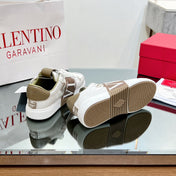 VALENTINO 25S GARAVANI VL7N SNEAKERS IN WHITE MIX BROWN LAMBSKIN